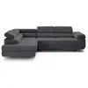 Image de Zaria - canapé d'angle gauche 5 places convertible avec coffre et têtières en velours côtelé grosses côtes - lisa design - gris ZARIA