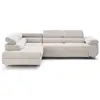 Image de Zaria - canapé d'angle gauche 5 places convertible avec coffre et têtières en velours côtelé grosses côtes - lisa design - beige ZARIA