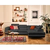 Image de Zaria - Canapé D'angle Droit 5 Places Convertible Avec Coffre Et Têtières En Simili - Gris Anthracite