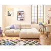Image de Matera - Canapé D'angle Droit 4 Places Avec Têtières Réglables En Tissu Texturé - Beige