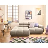 Image de Matera - Canapé D'angle Gauche 4 Places Avec Têtières Réglables En Tissu Texturé - Taupe