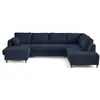 Image de Anna - canapé panoramique d'angle droit 7 places convertible avec coffre en velours texturé - lisa design - bleu ANNA
