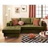 Image de Anna - Canapé D'angle Gauche 4 Places Convertible Avec Coffre En Velours Texturé - Vert Olive