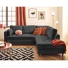 Image de Anna - canapé dangle droit 5 places convertible en velours texturé - Gris Anthracite