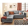 Image de Anna - Canapé D'angle Gauche 5 Places Convertible En Velours Texturé - Gris