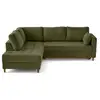 Image de Anna - canapé d'angle gauche 5 places convertible en velours texturé - lisa design - vert olive ANNA