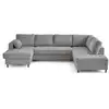 Image de Anna - canapé panoramique d'angle droit 7 places convertible avec coffre en velours texturé - lisa design - gris ANNA