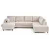 Image de Anna - canapé panoramique d'angle droit 7 places convertible avec coffre en velours texturé - lisa design - beige ANNA