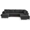 Image de Anna - canapé panoramique d'angle droit 7 places convertible avec coffre en velours texturé - lisa design - gris anthracite ANNA