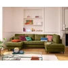 Image de Anna - Canapé Panoramique D'angle Droit 7 Places Convertible Avec Coffre En Velours Texturé - Vert Olive
