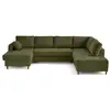Image de Anna - canapé panoramique d'angle droit 7 places convertible avec coffre en velours texturé - lisa design - vert olive ANNA