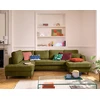 Image de Anna - Canapé Panoramique D'angle Gauche 7 Places Convertible Avec Coffre En Velours Texturé - Vert Olive