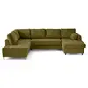 Image de Anna - canapé panoramique d'angle gauche 7 places convertible avec coffre en velours texturé - lisa design - vert olive ANNA