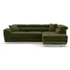 Image de Baoji - canapé d'angle droit 5 places convertible avec têtières et coffre en velours côtelé - best mobilier - vert BAOJI