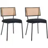 Image de Luciano - lot de 2 chaises cannage - en tissu bouclette - lisa design - noir LUCIANO