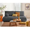 Image de Bowie - canapé 3 places convertible coffre + coussin rond inclus en tissu texturé - Gris foncé