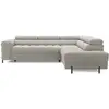 Image de Elisa - canapé d'angle droit 5 places convertible avec coffre et têtières réglables en tissu bouclette - best mobilier - taupe ELISA