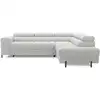 Image de Elisa - canapé d'angle droit 5 places convertible avec coffre et têtières réglables en tissu bouclette - best mobilier - gris clair ELISA