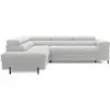 Image de Elisa - canapé d'angle gauche 5 places convertible avec coffre et têtières réglables en tissu bouclette - best mobilier - gris clair ELISA
