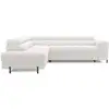 Image de Elisa - canapé d'angle gauche 5 places convertible avec coffre et têtières réglables en tissu bouclette - best mobilier - blanc ELISA