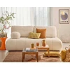 Image de Bowie - Canapé 3 Places Convertible Coffre + Coussin Rond Inclus En Tissu Texturé - Beige