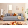 Image de Stella - Canapé Droit 3 Places Avec Double Méridienne - Assise Profonde - En Velours Côtelé - Gris Clair