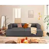 Image de Stella - Canapé Droit 3 Places Avec Double Méridienne - Assise Profonde - En Velours Côtelé - Gris Foncé