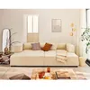 Image de Stella - canapé droit 3 places avec double méridienne - assise profonde - en velours côtelé - Beige