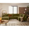 Image de Rune - Canapé Panoramique D'angle Droit 7 Places En Velours Texturé - Vert Olive