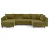 Image de Rune - canapé panoramique d'angle droit 7 places en velours texturé - lisa design - vert olive RUNE
