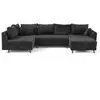 Image de Rune - canapé panoramique d'angle gauche 7 places en velours texturé - lisa design - gris anthracite RUNE