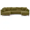 Image de Rune - canapé panoramique d'angle gauche 7 places en velours texturé - lisa design - vert olive RUNE