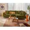 Image de Rune - Canapé D'angle Droit 4 Places En Velours Texturé - Vert Olive