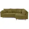 Image de Rune - canapé d'angle droit 4 places en velours texturé - lisa design - vert olive RUNE