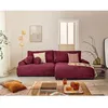 Image de Nelly - canapé dangle droit 4 places convertible avec coffre en velours texturé - Prune
