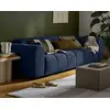 Image de Ray - Canapé Droit 3 Places En Tissu Texturé - Bleu