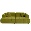 Image de Ray - canapé droit 4 places avec double méridienne - assise profonde - en tissu texturé - lisa design - vert RAY