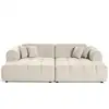 Image de Ray - canapé droit 4 places avec double méridienne - assise profonde - en tissu texturé - lisa design - beige RAY