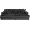 Image de Collins - canapé droit 4 places avec double méridienne - assise profonde - en velours texturé - lisa design - gris COLLINS