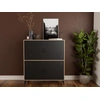 Image de Tribeca - Buffet Haut - Effet Bois Et Métal Noir - 2 Portes - 100x112 Cm - Bois / Noir