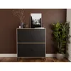 Image de Tribeca - buffet haut - effet bois et métal noir - 2 portes - 100x112 cm - Bois / Noir