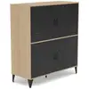 Image de Tribeca - buffet haut - effet bois et métal noir - 2 portes - 100x112 cm - best mobilier - bois et noir TRIBECA