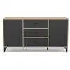 Image de Tribeca - buffet bas - effet bois et métal noir - 3 tiroirs et 2 portes - 140 cm - best mobilier - bois et noir TRIBECA