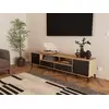 Image de Tribeca - Meuble Tv - Effet Bois Et Métal Noir - 2 Portes Et 2 Tiroirs - 200 Cm - Bois / Noir