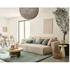 Image de Topaze - Canapé droit 4 places avec double méridienne - assise profonde - en velours côtelé - Beige