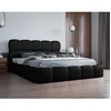 Image de Mariposa - lit coffre - 140x200 cm - sommier inclus - en velours - Noir
