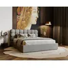 Image de Lotus - lit coffre - 160x200 cm - sommier inclus - en velours - Gris