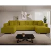Image de Gabriel - Canapé panoramique en U 7 places convertible avec coffre en tissu texturé - Vert