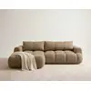 Image de Yulin - Canapé D'angle Gauche 4 Places Convertible Avec Coffre En Tissu Bouclette - Marron