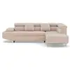 Image de Margaux - canapé d'angle droit 5 places convertible avec coffre et têtières réglables en velours texturé - best mobilier - beige MARGAUX